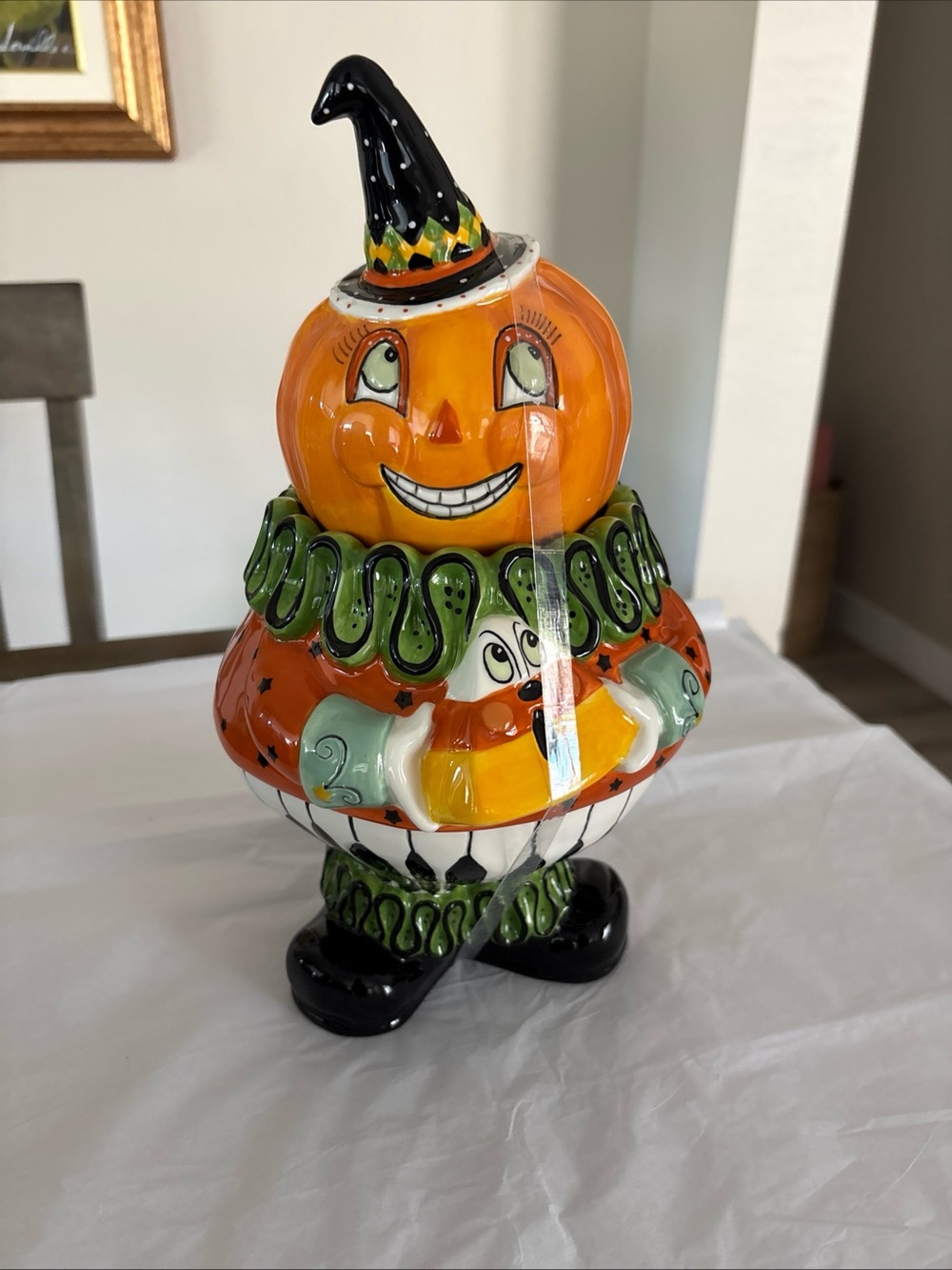 Blue Sky Multicolored Halloween Cookie Jar - NEW